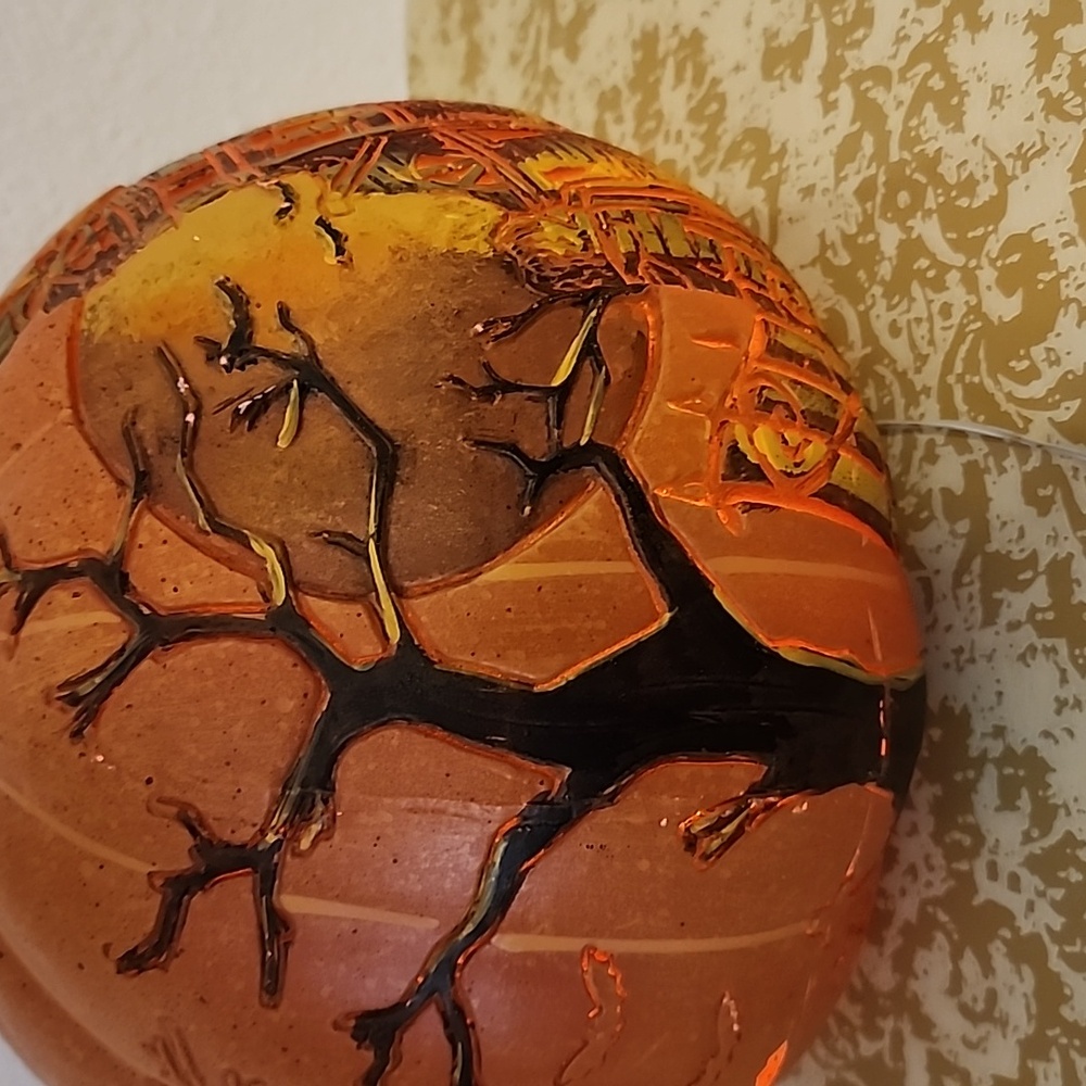 Orange Halloween Pumpkin with Haunted House Design - Picture 2 of 8